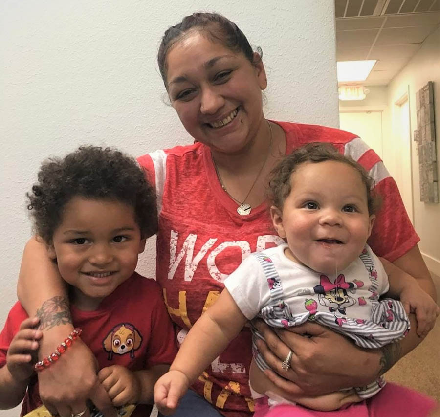 Susann with her daughter A’Mina and son Ar’mani at the Pregnancy Help Center of Galveston