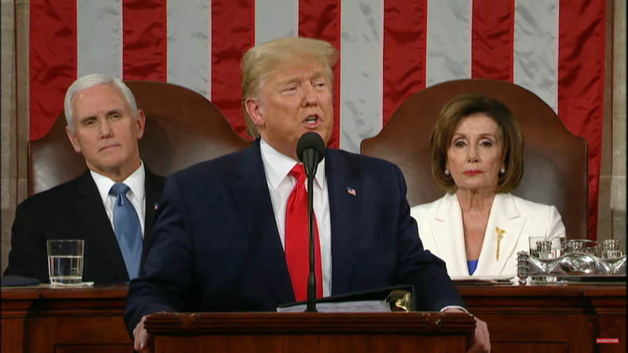 President Donald Trump delivers the State of the Union Address from the House chamber Feb. 4, 2020