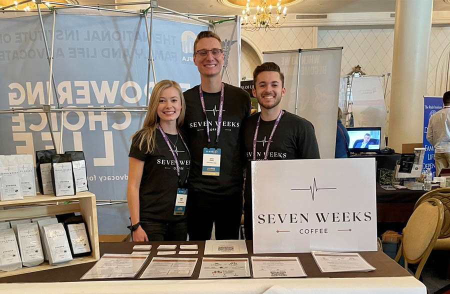 Krecic, his wife and friend at the 2022 Students for Life Pro-life summit