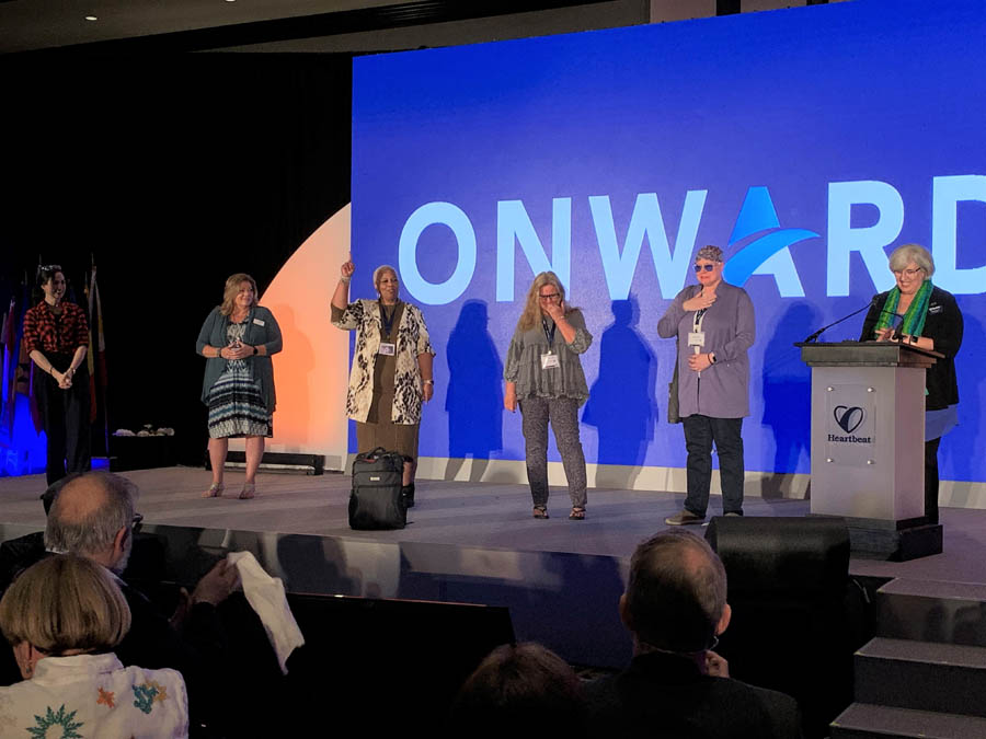 Heartbeat International Vice President of Communications and Marketing Andrea Trudden and Heartbeat Vice President of Ministry Services Betty McDowell with Servant Leaders Stenzel, Johnson, Heiland and Maxon