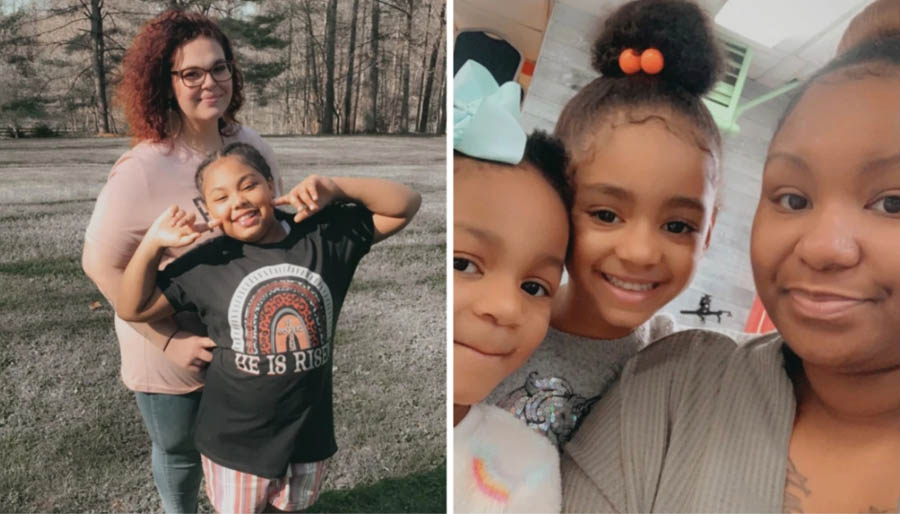Left: Danielle and her daughter, who lived at the Paul Stefan Foundation; Right: Shawnte Mallory with two of her daughters, who lived at Mary's Shelter in Virginia.