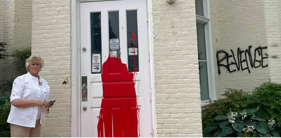 Vandals dumped a bucket of red paint on the Washington, D.C.-based Capitol Hill Crisis Pregnancy Center in June, spray-painted the words "Jane's Revenge" on the wall of the center, and egged the windows. 