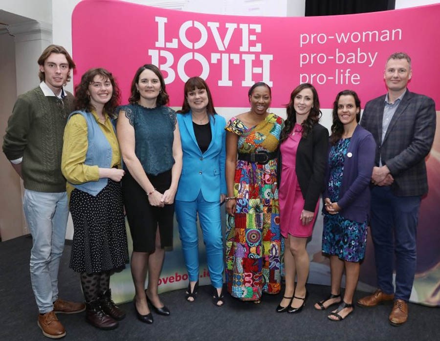 Luke Silke, Melissa Byrne, Eilís Mulroy, Clr Deirdre Donnelly, Obianuju Ekeocha, Wendy Grace, Jordan Brittain, and Dr Andrew O’Regan at the Pro-Life Campaign National Conference