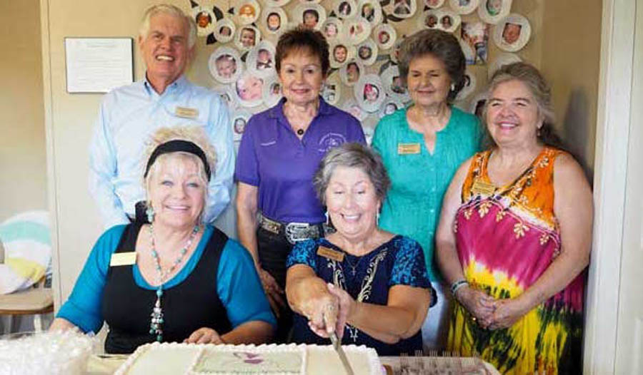 The Highland Lakes Pregnancy Resource Center in Kingsland celebrated its fifth anniversary July 14. The center provides a host of services and support for women who have had an abortion, are considering it, or who are pregnant and need assistance. Pictured are center board co-chairman Richard Goertz (back, left), volunteer Judy Breaux, volunteer coordinator Janine Grace, volunteer coordinator Nancy Cummins, co-founder Sheila Wier (front, left) and co-founder Linda Brossett. 