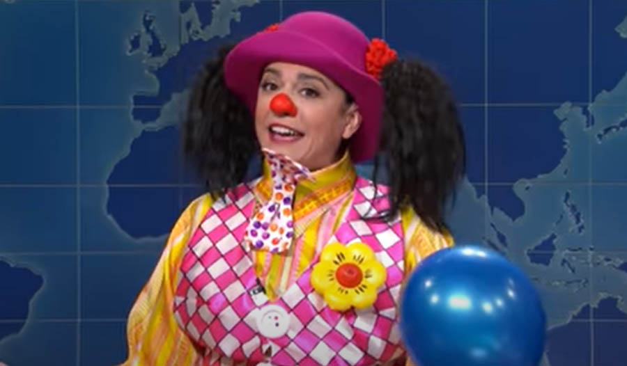 Cecily Strong in the Saturday Night Live Goober the Clown sketch