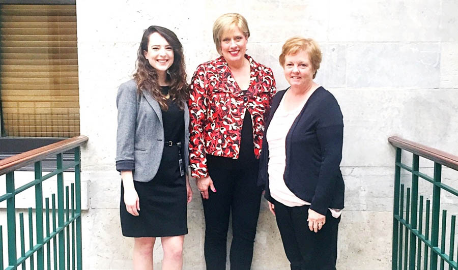 Jessica Koehler (L) of Ohio Right to Life with Beverly Oswalt and Pat Todak of Elizabeth's New Life and Heartbeat of Toledo, respectively.