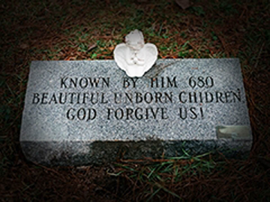 Gravestone at Roselawn Cemetery in Tallahassee, Florida.  In 1988, members of the Pro-Life Action League and Citizens for a Pro-Life Society, both sponsoring organizations of the Day of Remembrance, uncovered the remains of thousands of aborted children in the loading doc of Vital Med labrotory in Northbrook, Illinois.  On August 6, 1988, 721 of those babies were given a proper burial at Roselawn Cemetery, Tallahassee, FL.